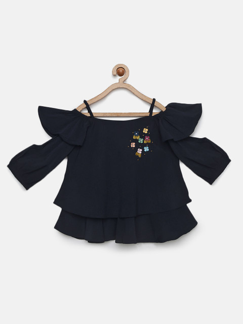 

Tiny Girl Navy Blue Solid Top
