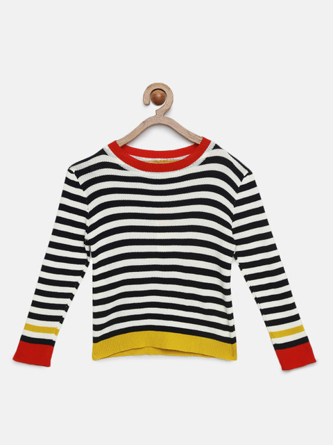 

Tiny Girl Navy Blue & White Striped Pullover Sweater