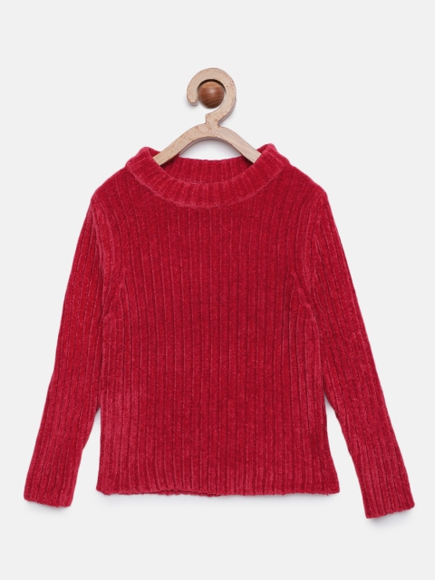

Tiny Girl Red Solid Ribbed Top