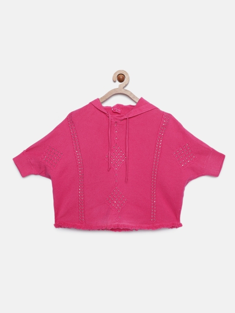 

Tiny Girl Girls Fuchsia Pink Self Design Pullover Sweater