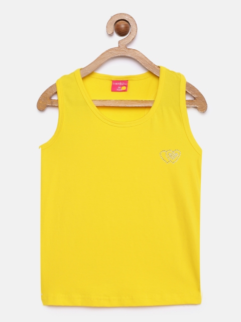 

Tiny Girl Yellow Solid Tank Top