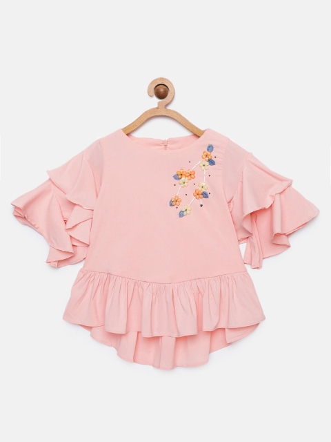 

Tiny Girl Girls Pink Embellished Peplum Top