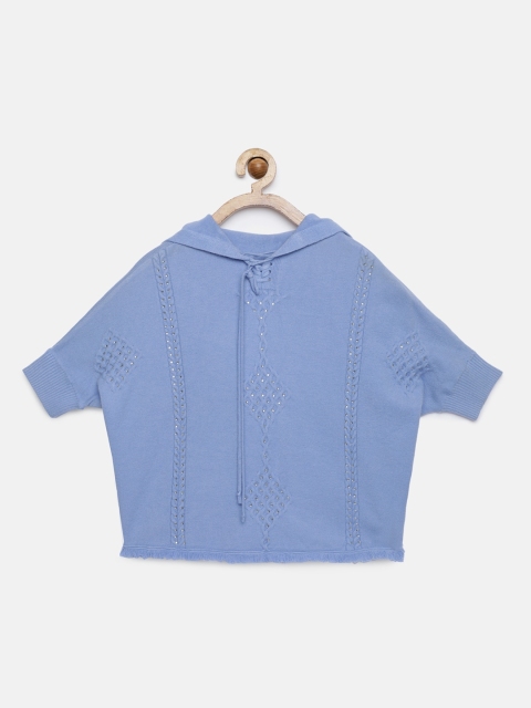 

Tiny Girl Girls Blue Solid Boxy Top