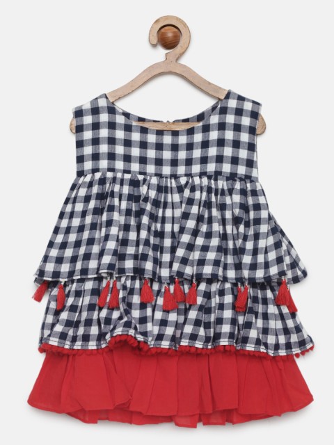

Tiny Girl Navy Blue & White Checked Top