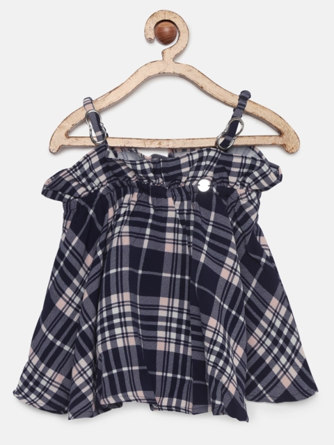 

Tiny Girl Navy Blue & Pink Checked Top
