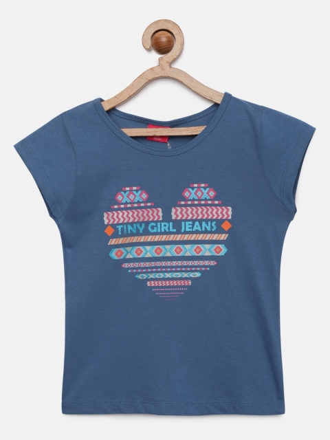

Tiny Girl Navy Blue Printed Top