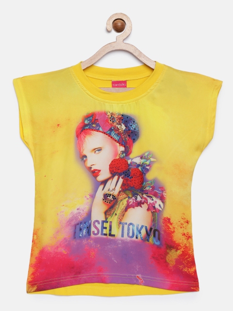 

Tiny Girl Girls Yellow And Pink Graphic Printed Top