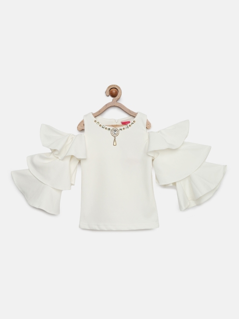 

Tiny Girl Cream-Coloured Solid Top