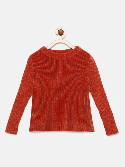 

Tiny Girl Girls Rust Brown Self Design Pullover Sweater