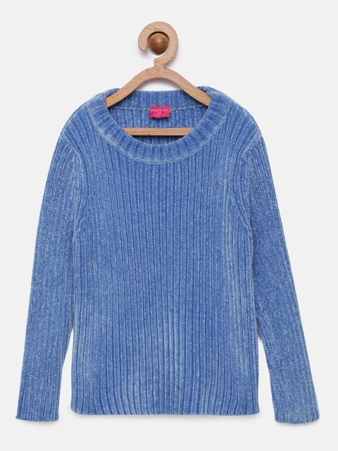 

Tiny Girl Girls Blue Self Design Pullover Sweater