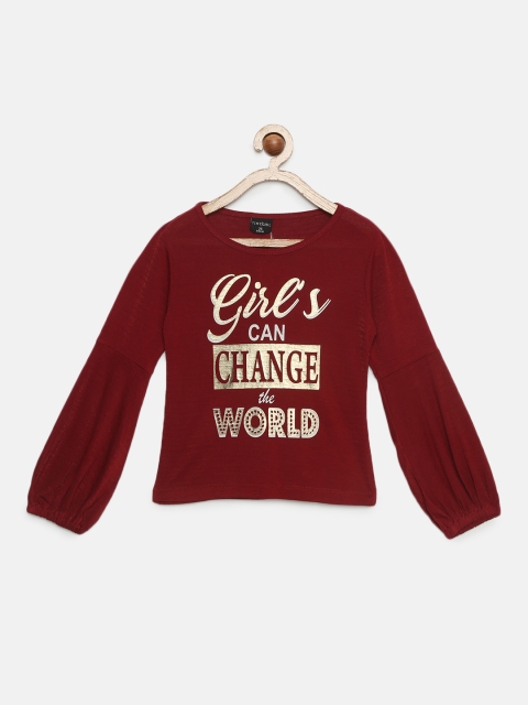 

Tiny Girl Maroon Printed Top