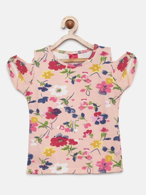 

Tiny Girl Peach-Coloured Printed Top