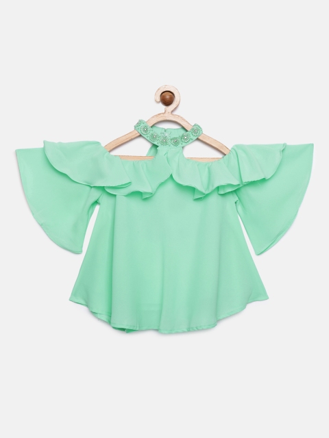 

Tiny Girl Girls Green Solid Styled Back Top
