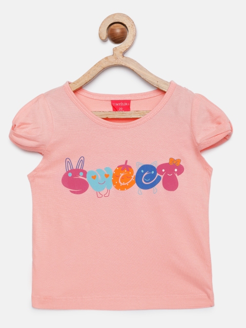 

Tiny Girl Girls Peach-Coloured Printed Top