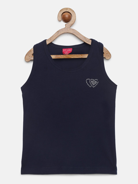 

Tiny Girl Navy Blue Solid Tank Top