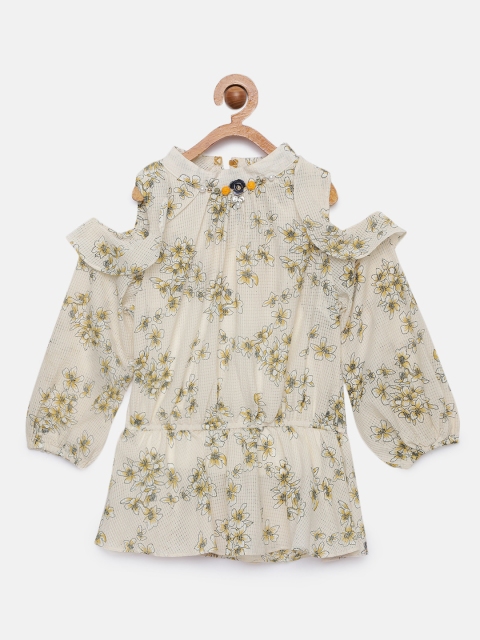 

Tiny Girl Girls Beige & Green Printed Top