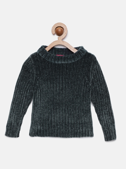 

Tiny Girl Girls Grey Self Design Pullover Sweater