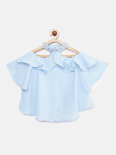 

Tiny Girl Blue Solid A-Line Top