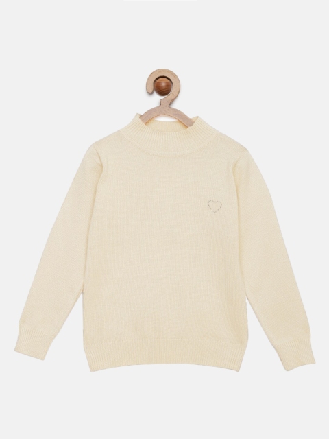 

Tiny Girl Beige Solid Pullover Sweater