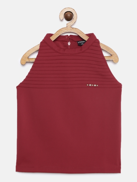

Tiny Girl Maroon Solid Tank Top