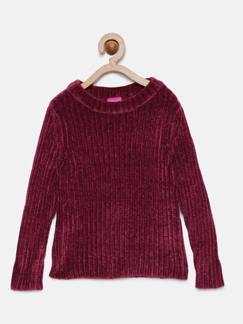 

Tiny Girl Girls Maroon Self Design Top