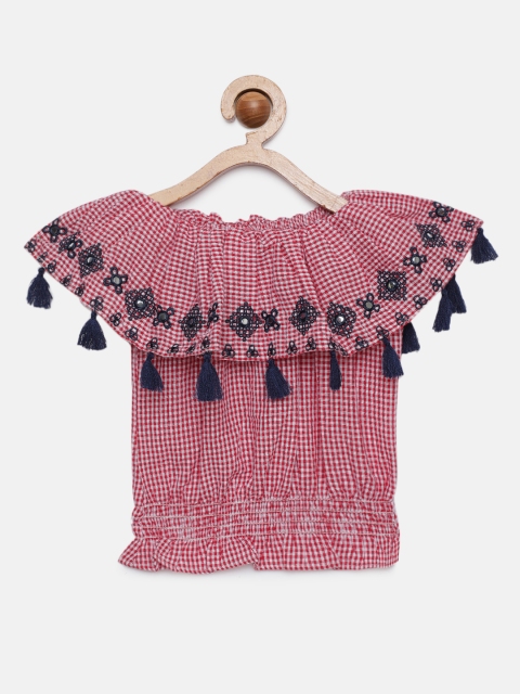 

Tiny Girl Red Checked Peplum Top