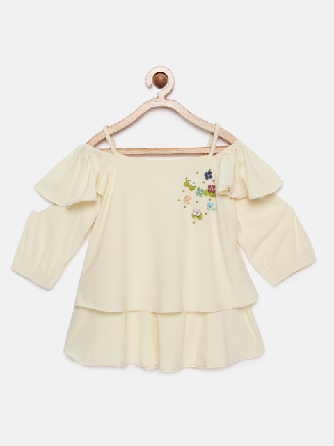 

Tiny Girl Girls Cream-Coloured Solid Top