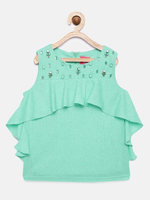 

Tiny Girl Sea Green Embellished Fitted Top