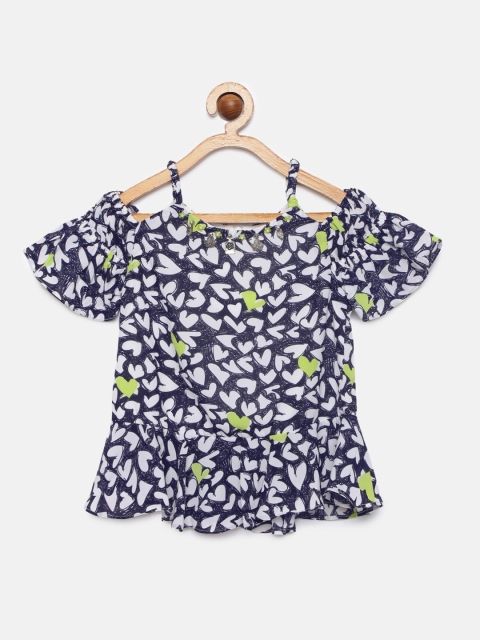 

Tiny Girl White & Black Printed Top