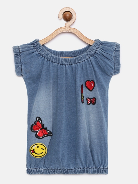 

Tiny Girl Blue Embroidered Top