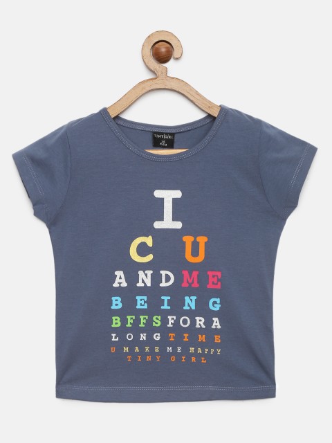 

Tiny Girl Navy Blue Printed Top