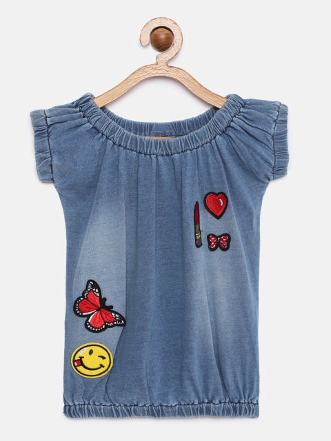 

Tiny Girl Blue Washed Blouson Top