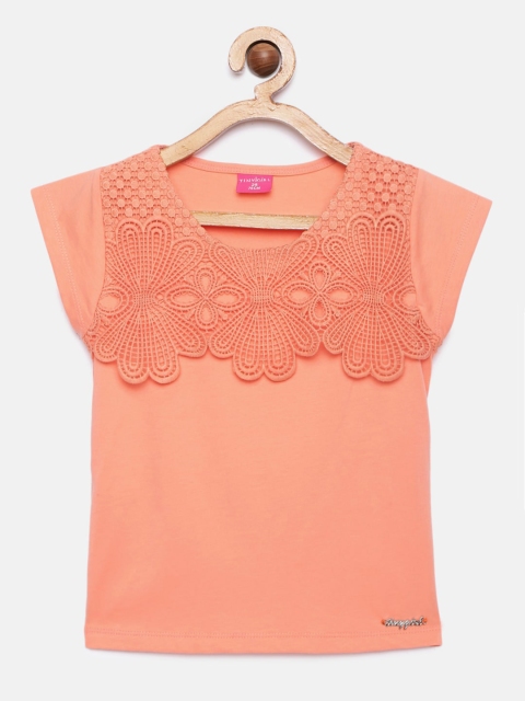 

Tiny Girl Girls Peach-Coloured Solid Top