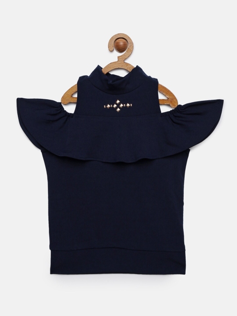 

Tiny Girl Navy Blue Solid Top