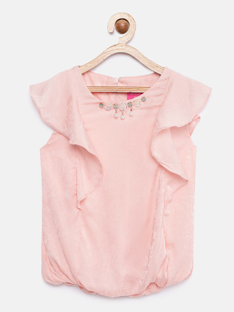 

Tiny Girl Peach-Coloured Self Design Top