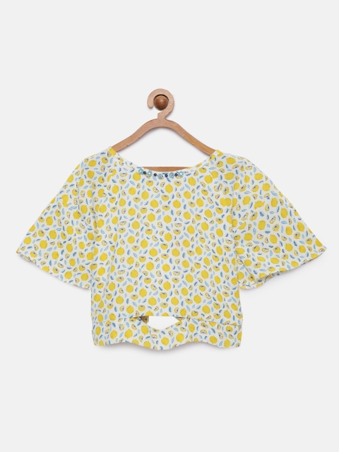 

Tiny Girl Off-White & Yellow Printed Top