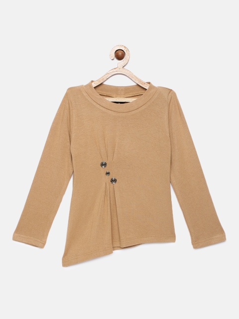 

Tiny Girl Beige Solid Gathered Top