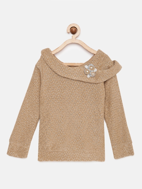 

Tiny Girl Beige Self Design Top