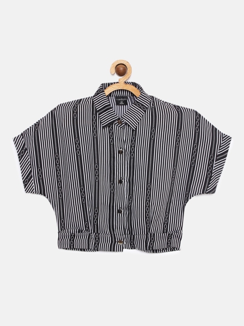 

Tiny Girl Black Striped Shirt Style Top