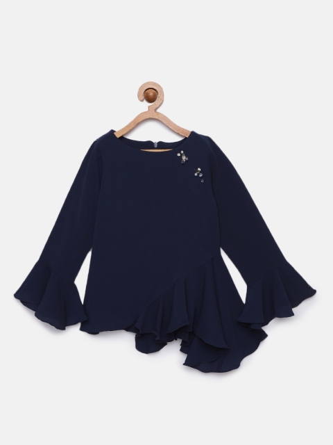 

Tiny Girl Navy Blue Solid A-Line Top