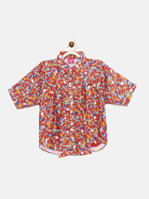 

Tiny Girl Red Printed Shirt Style Top
