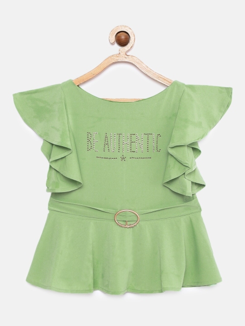 

Tiny Girl Green Embellished Peplum Top