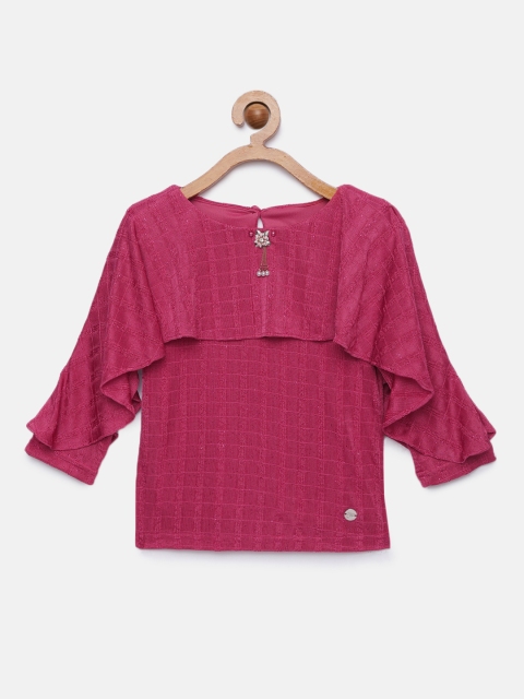 

Tiny Girl Girls Pink Self Design Top
