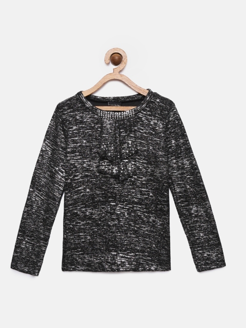 

Tiny Girl Girls Charcoal Grey Self Design Top