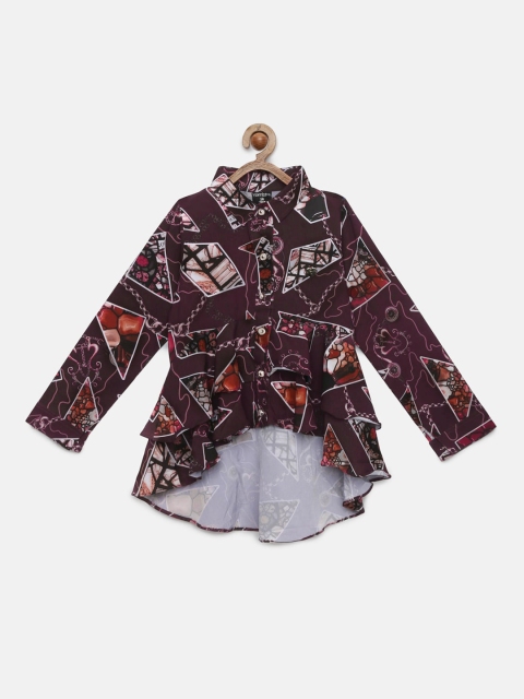 

Tiny Girl Violet Printed Shirt Style Top