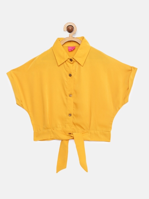 

Tiny Girl Mustard Yellow Solid Shirt Style Top