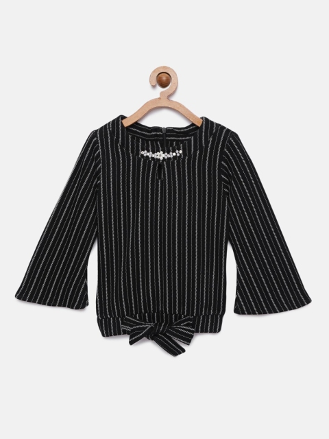 

Tiny Girl Black Striped Blouson Top