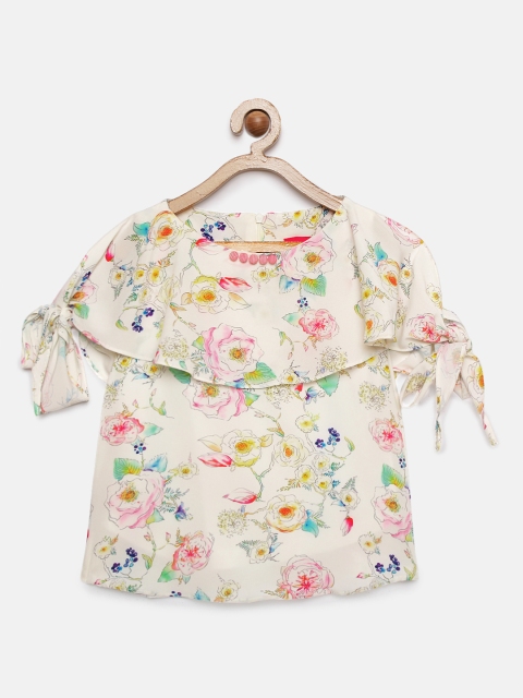 

Tiny Girl Off-White & Pink Printed Layered Top