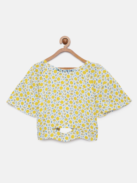 

Tiny Girl Off-White & Yellow Printed Top
