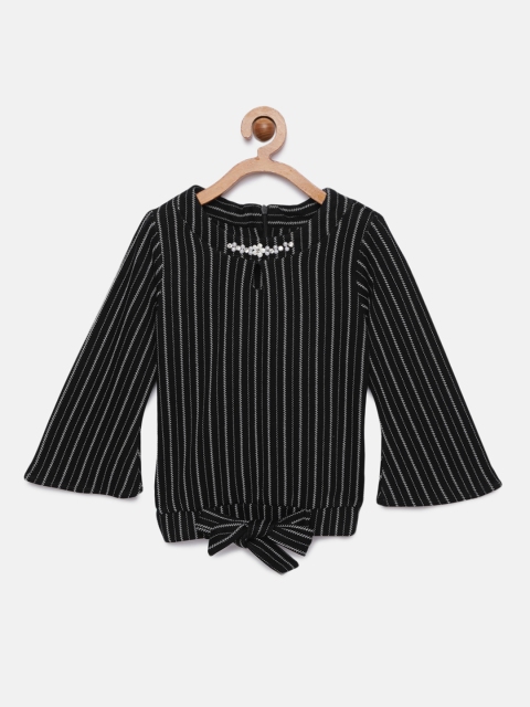 

Tiny Girl Black & Grey Striped Blouson Top
